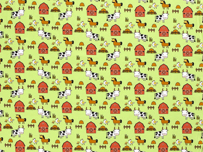 stoff-jersey-baumwolle-baumwolljersey-bauernhof-kuh-pferd-huhn-gruen