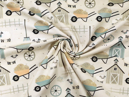 Jersey Stoff - Bauernhof - Schaf