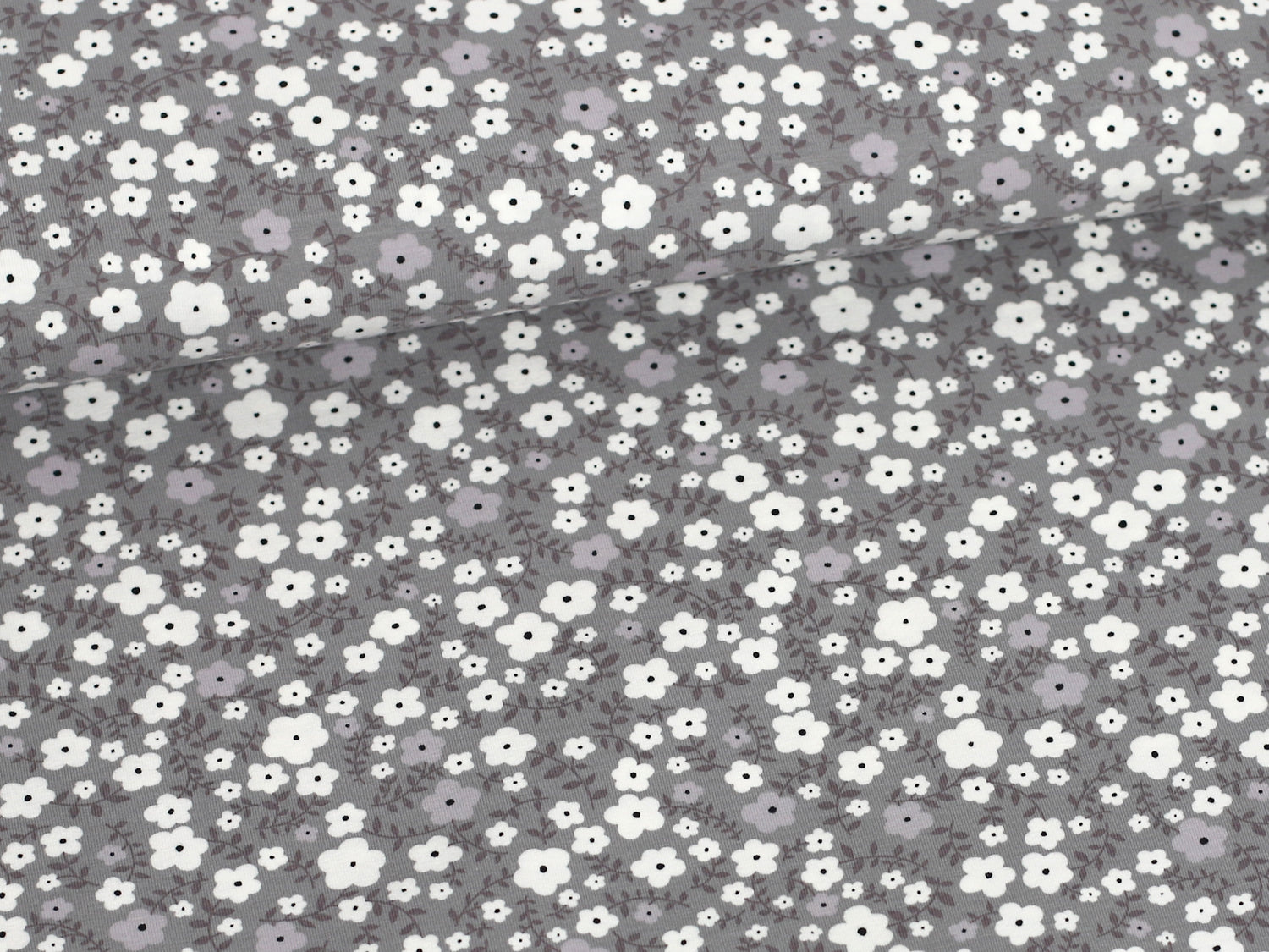 Blumen Baumwoll Jersey Stoff Jersey Stoff Stoff Grau Blumen Stoff