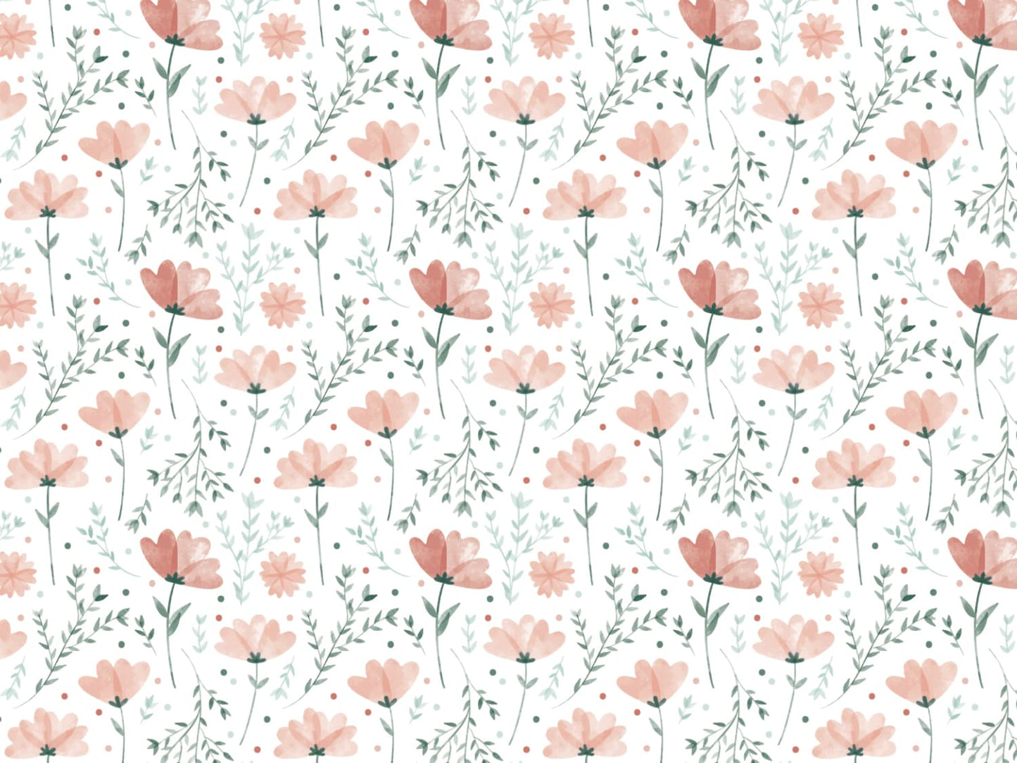 stoff-jersey-baumwolle-baumwolljersey-blumen-floral-klein-blueten-blaetter-schlicht-sommer-fruehling-apricot-gruen