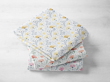 stoff-jersey-baumwolle-baumwolljersey-blumen-floral-klein-blueten-blaetter-schlicht-sommer-fruehling-verschiedene-farben