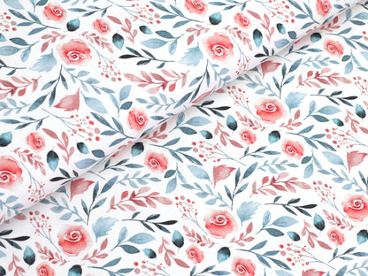 stoff-jersey-baumwolle-baumwolljersey-blumen-watercolor-aquarell-rot-petrol-2