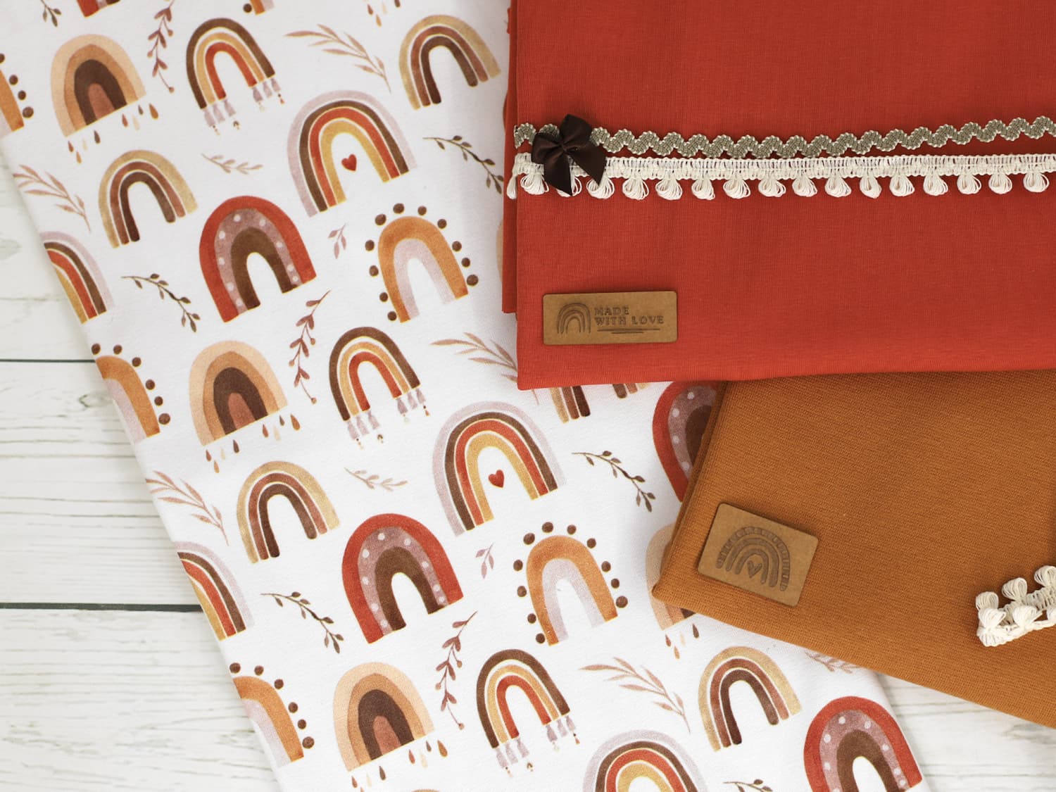 Regenbogen Jersey Kombistoffe Jersey Ecru Bio Qualität Regenbogen