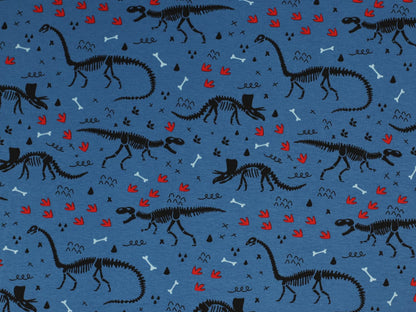 stoff-jersey-baumwolle-baumwolljersey-dino-dinosaurier-skelett-spuren-knochen-blau