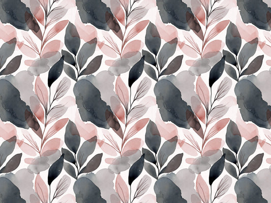 Jersey Stoff - Watercolor Leaves & Splashes