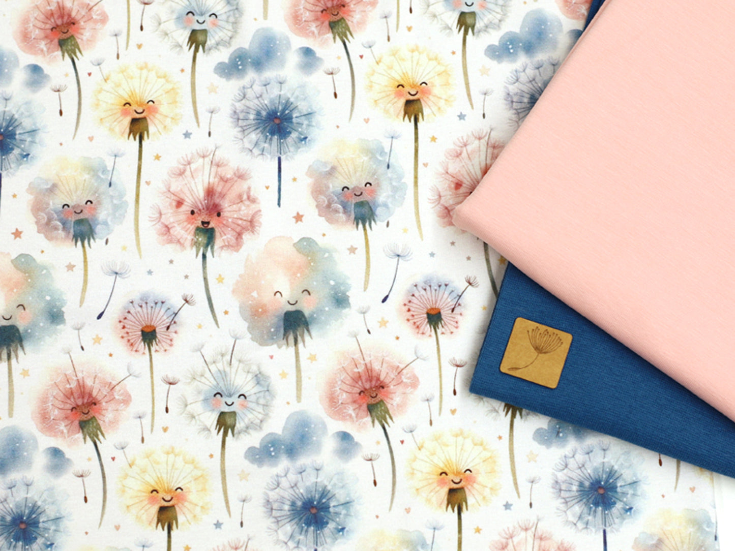 Jersey Stoff - Aquarell Pusteblume