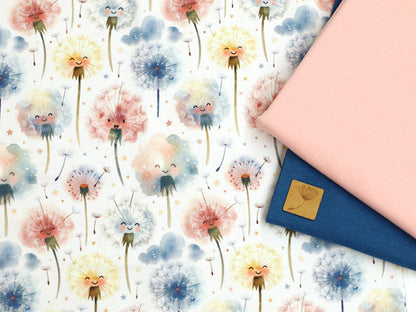 Jersey Stoff - Aquarell Pusteblume