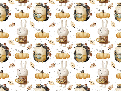 Jersey Stoff - Fall Friends - Hase & Igel