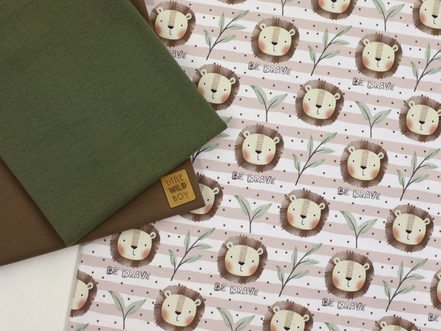 Jersey Stoff - Be Brave, Löwe