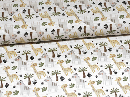 Jersey Stoff - Giraffe & Zebra