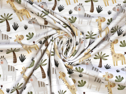 Jersey Stoff - Giraffe & Zebra