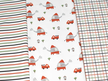 stoff-jersey-baumwolle-baumwolljersey-firefighter-elephant-elefant-tier-feuerwehr-kombistoff-kariert-grid-streifen-stripes-panel-serie-3