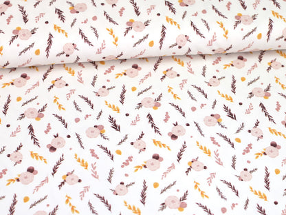 stoff-jersey-baumwolle-baumwolljersey-fruehling-sommer-blumen-flower-bluemchen-flowery-weiss-gelb-rosa