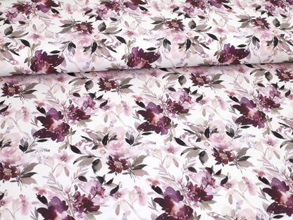 stoff-jersey-baumwolle-baumwolljersey-fruehling-sommer-blumen-watercolor-aquarell-flower-foral-dream-lila-schlamm-2