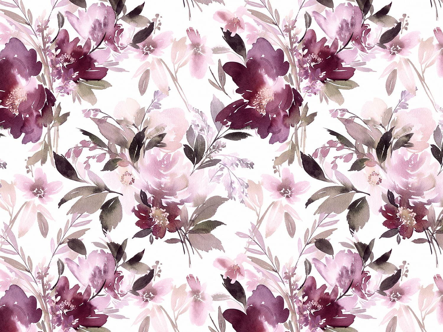 stoff-jersey-baumwolle-baumwolljersey-fruehling-sommer-blumen-watercolor-aquarell-flower-foral-dream-lila-schlamm