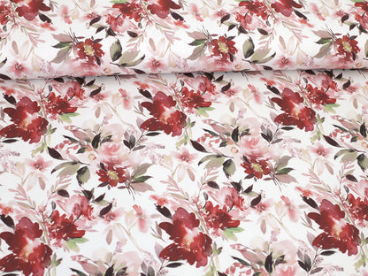 stoff-jersey-baumwolle-baumwolljersey-fruehling-sommer-blumen-watercolor-aquarell-flower-foral-dream-rot-gruen-2