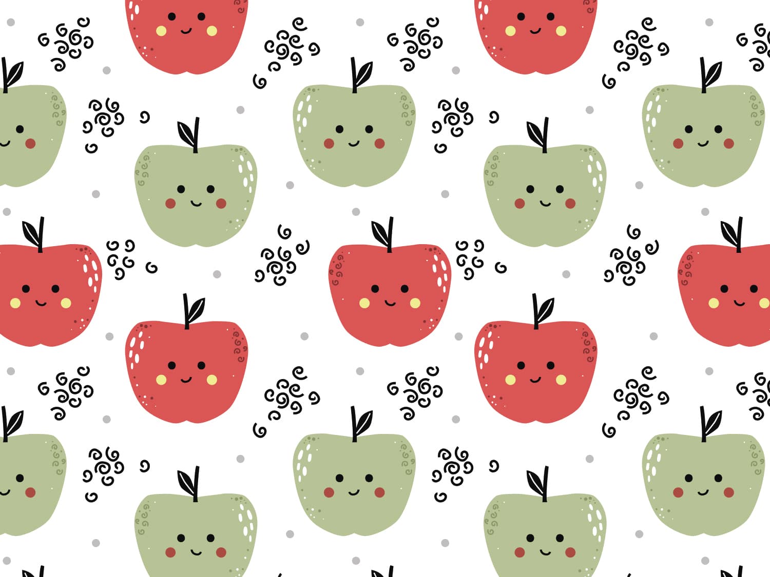 stoff-jersey-baumwolle-baumwolljersey-fruehling-sommer-fruechte-obst-mit-gesicht-apfel-gruen-rot