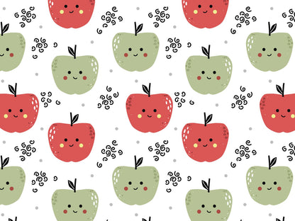 stoff-jersey-baumwolle-baumwolljersey-fruehling-sommer-fruechte-obst-mit-gesicht-apfel-gruen-rot