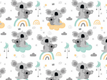 stoff-jersey-baumwolle-baumwolljersey-fruehling-sommer-koala-wolke-regenbogen-sterne-wolken-mond-himmel-mint-senf