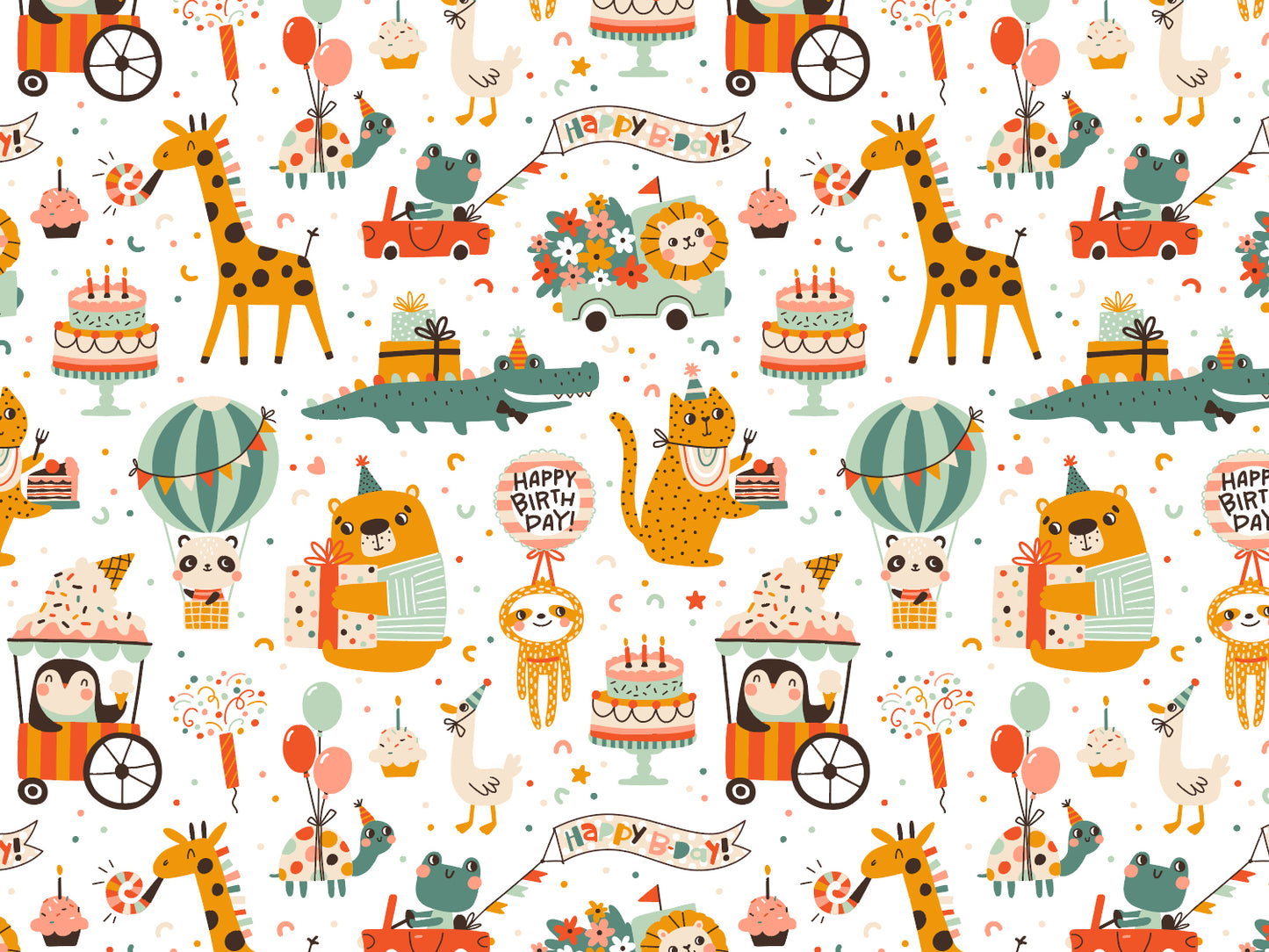 Jersey Stoff - Happy Birthday - Tiere