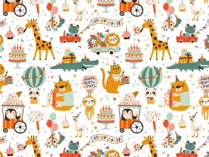 Jersey Stoff - Happy Birthday - Tiere