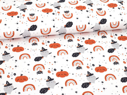 stoff-jersey-baumwolle-baumwolljersey-herbst-halloween-kuerbis-gespenst-geist-regenbogen-spinne-tupfen-sterne-orange-grau-2