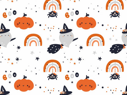 stoff-jersey-baumwolle-baumwolljersey-herbst-halloween-kuerbis-gespenst-geist-regenbogen-spinne-tupfen-sterne-orange-grau
