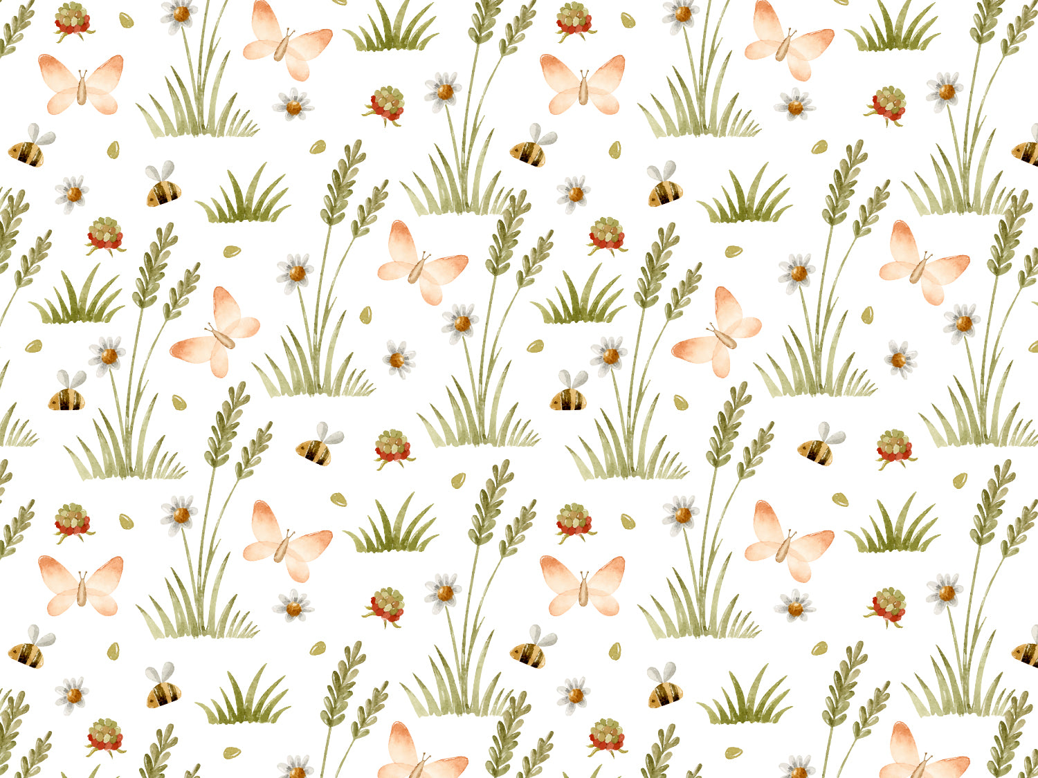 herbstmotiv jersey stoff | Zarte Wiese mit Schmetterlingen, Blumen und Bienen für fröhliche Herbstmode.