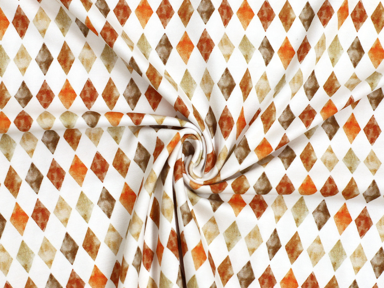 lightweight jersey fabric autumn pattern in a colorful diamond design for stylish fall projects.