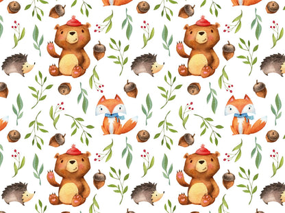 stoff-jersey-baumwolle-baumwolljersey-herbst-winter-waldtiere-kombi-blaetter-laub-graeser-wiese-wald-igel-baer-fuchs-fox