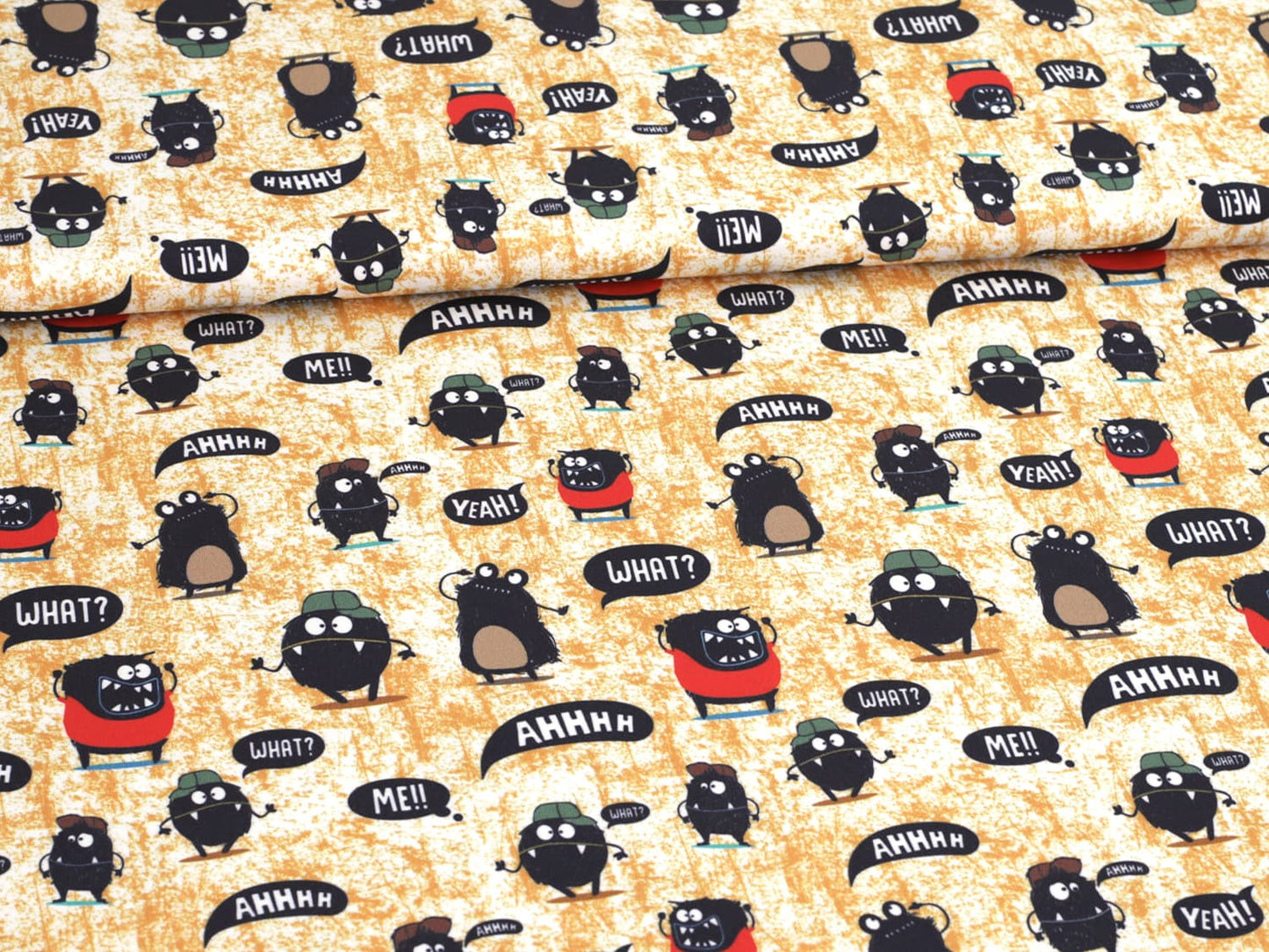 stoff-jersey-baumwolle-baumwolljersey-jungs-monster-sprechblasen-grunge-senf