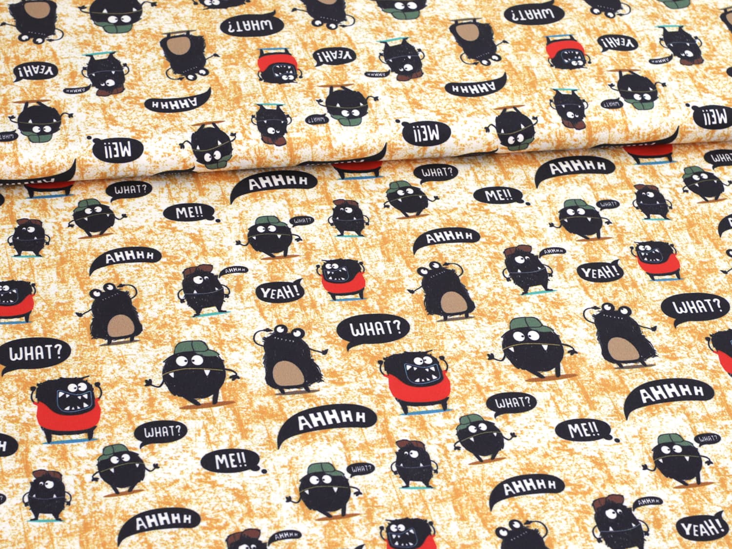 stoff-jersey-baumwolle-baumwolljersey-jungs-monster-sprechblasen-grunge-senf
