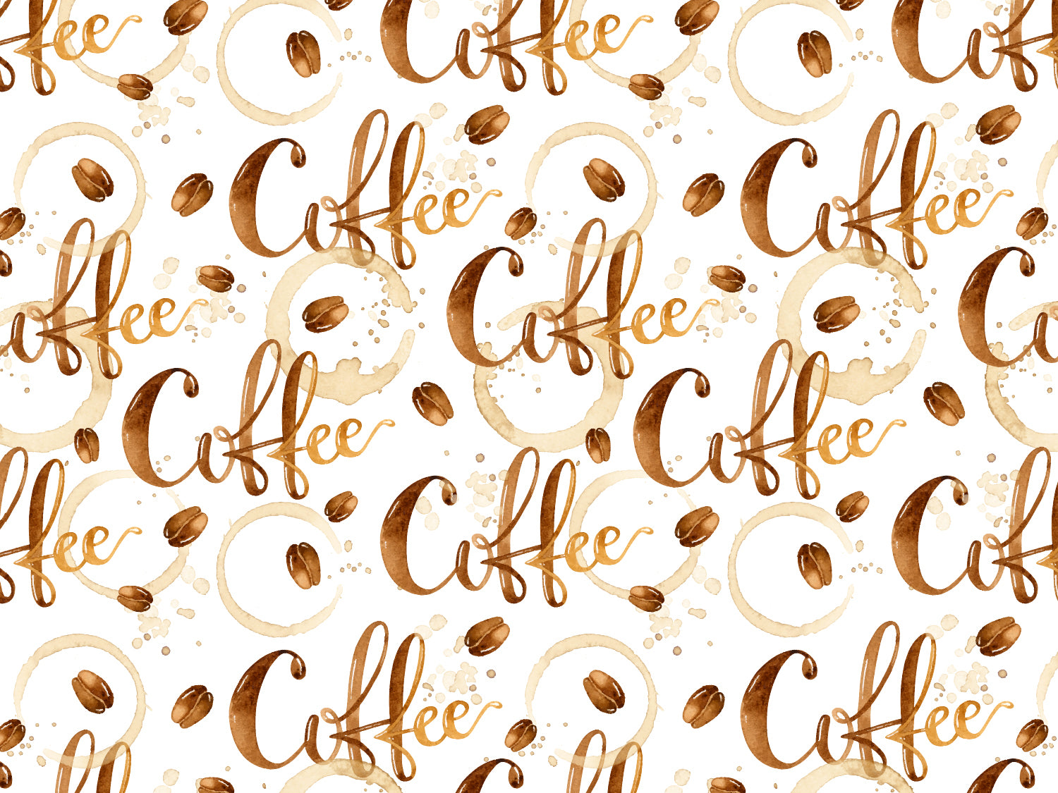 Jersey Stoff - Coffee Coffee, schöner leichter coffee jersey fabric mit "Coffee" Schrift und Kaffeebohnenmotiv.
