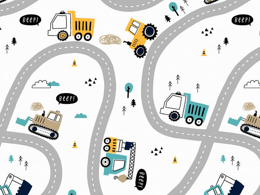 stoff-jersey-baumwolle-baumwolljersey-kathi-kunterbunt-autos-baufahrzeuge-bagger-lets-go-beep-trekker-traktor-strasse-unterwegs