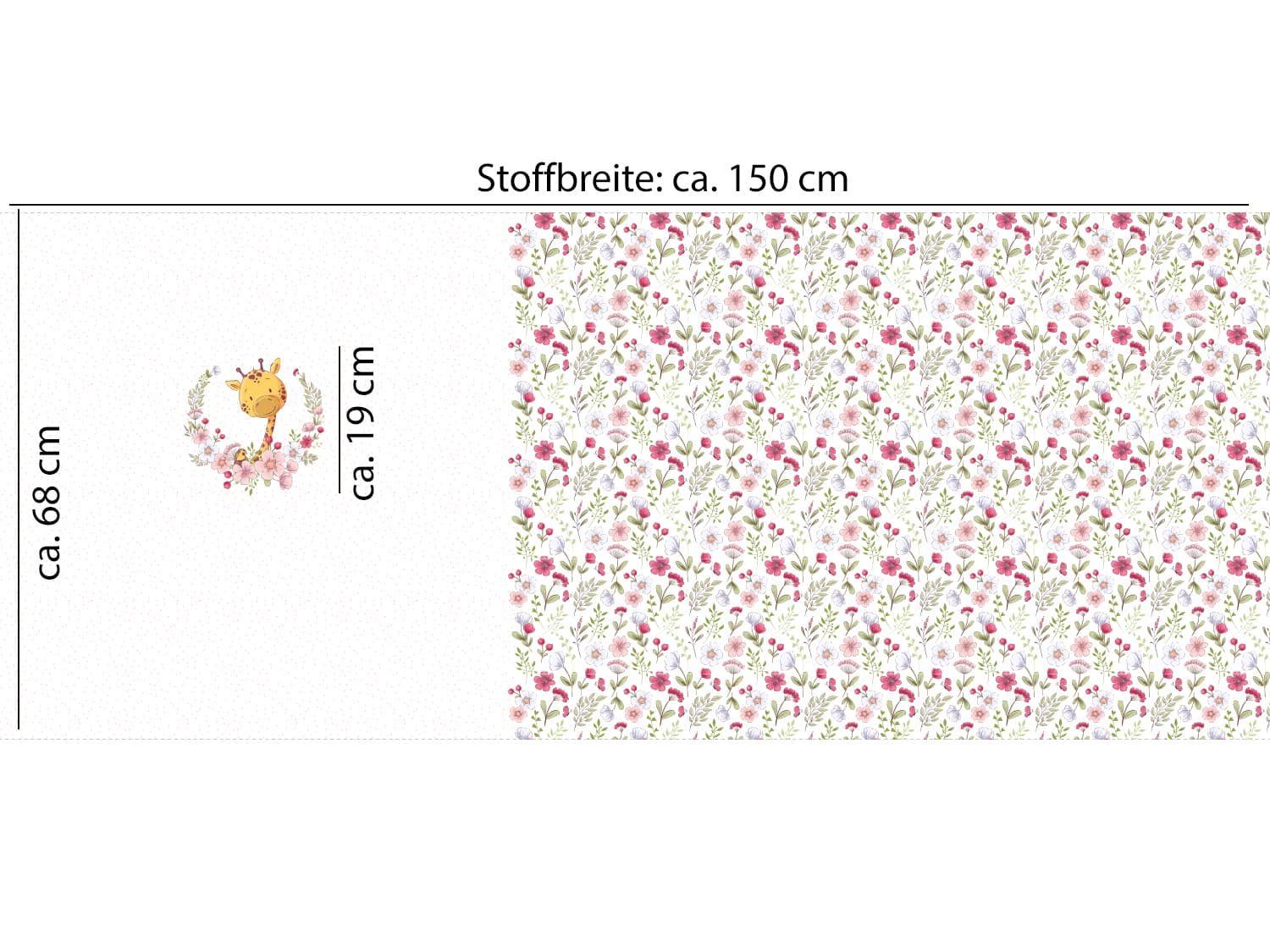 stoff-jersey-baumwolle-baumwolljersey-kathi-kunterbunt-fruehling-sommer-tier-giraffe-blumen-flower-floral-wiese-little-spring-panel