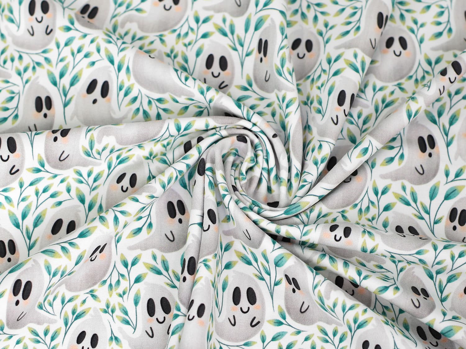 stoff-jersey-baumwolle-baumwolljersey-kathi-kunterbunt-halloween-herbst-blaetter-geist-gespenst-petrolgruen-4-1