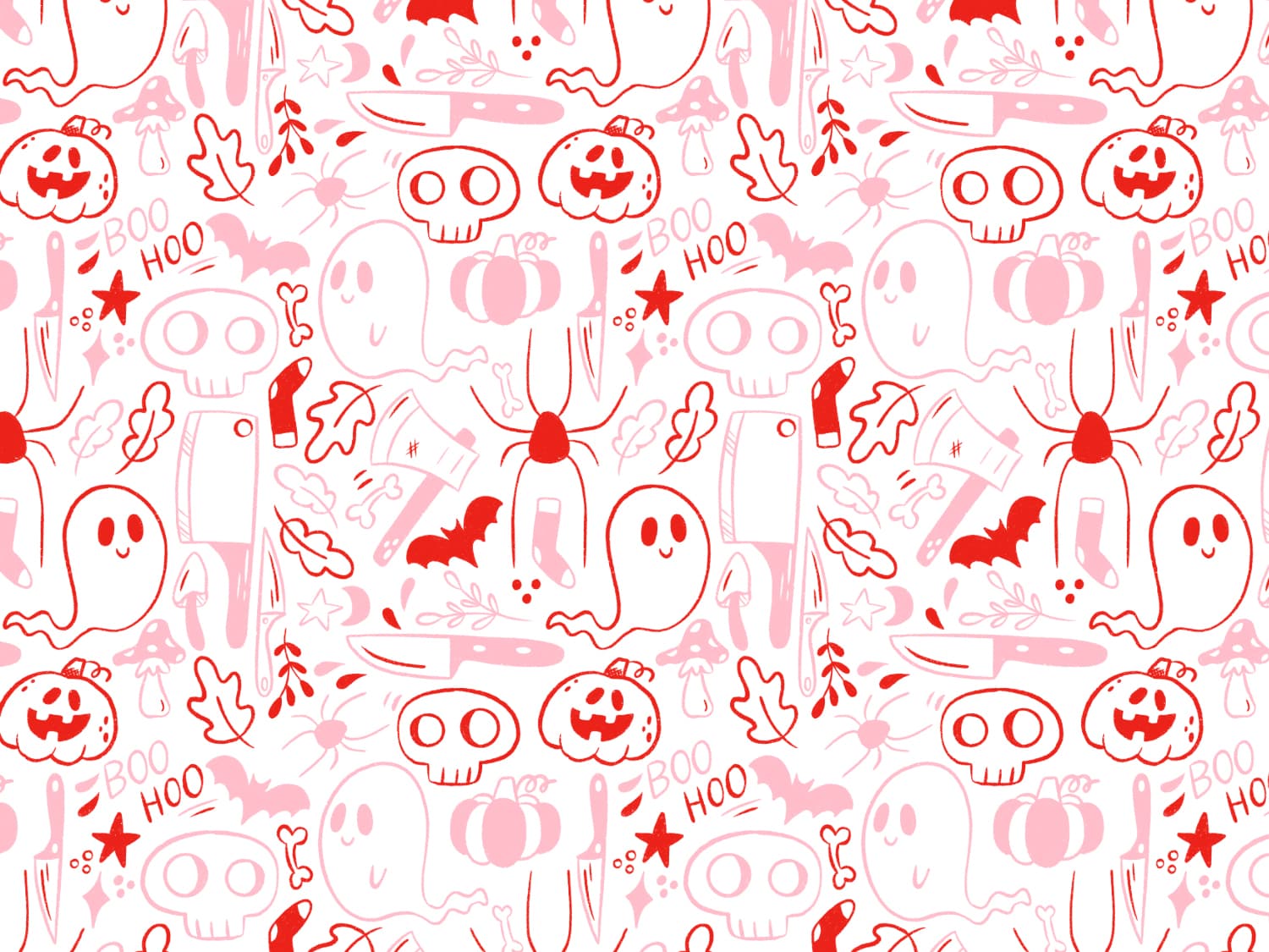 stoff-jersey-baumwolle-baumwolljersey-kathi-kunterbunt-halloween-herbst-spooky-season-geist-totenkopf-kuerbis-spinne-rosa-rot