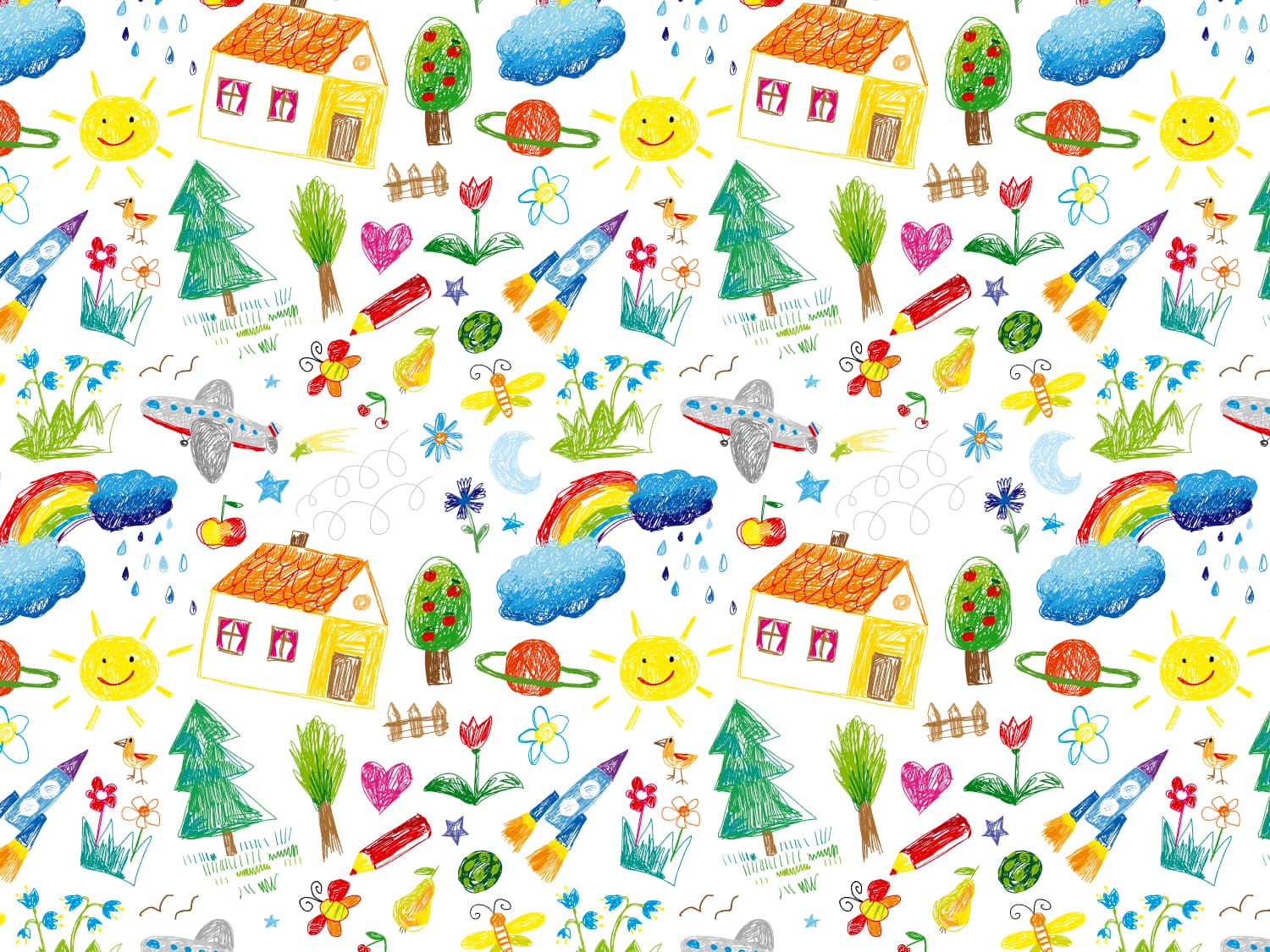 stoff-jersey-baumwolle-baumwolljersey-kathi-kunterbunt-kinderzeichnung-kritzel-sonne-regenbogen-blume-herz-stift-schmetterling-bunt-schule-verschiedene-farben-kleine-kuenstler