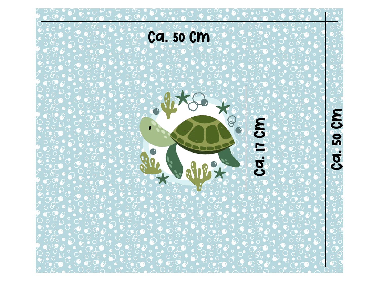 stoff-jersey-baumwolle-baumwolljersey-kathi-kunterbunt-kleine-schildkroete-tier-gruen-blubberblasen-algen-panel-masse
