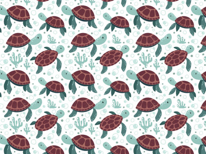 stoff-jersey-baumwolle-baumwolljersey-kathi-kunterbunt-kleine-schildkroete-tier-mint-weinrot-blubberblasen-algen