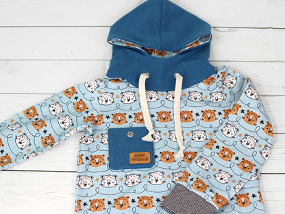 stoff-jersey-baumwolle-baumwolljersey-kathi-kunterbunt-kleiner-tiger-sterne-kringel-hellblau-naehbeispiel-pullover