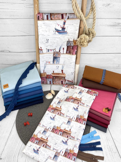 stoff-jersey-baumwolle-baumwolljersey-kathi-kunterbunt-maritim-nautical-hafen-schiff-harbor-days-boot-boat-haus-moewe-serie-2