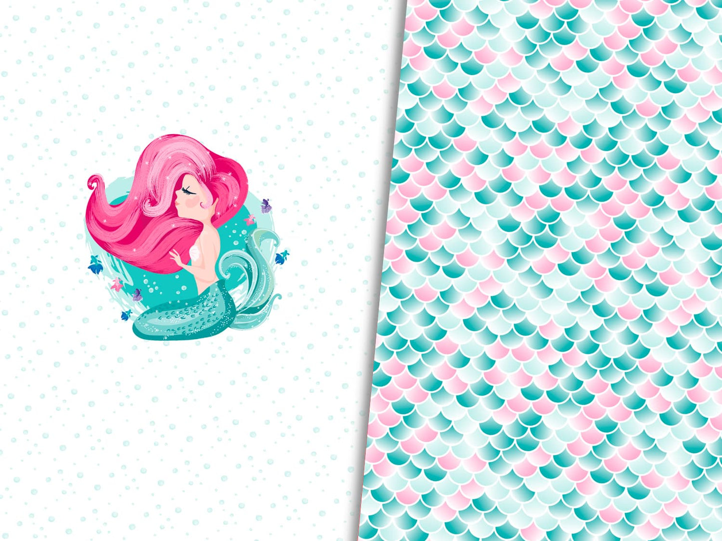 stoff-jersey-baumwolle-baumwolljersey-kathi-kunterbunt-meerjungfrau-mermaid-mint-pink-neu-panel