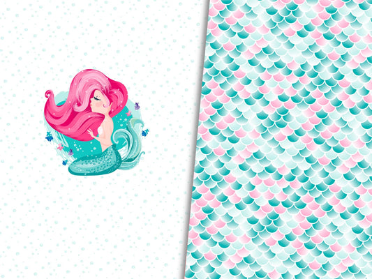 stoff-jersey-baumwolle-baumwolljersey-kathi-kunterbunt-meerjungfrau-mermaid-mint-pink-neu-panel