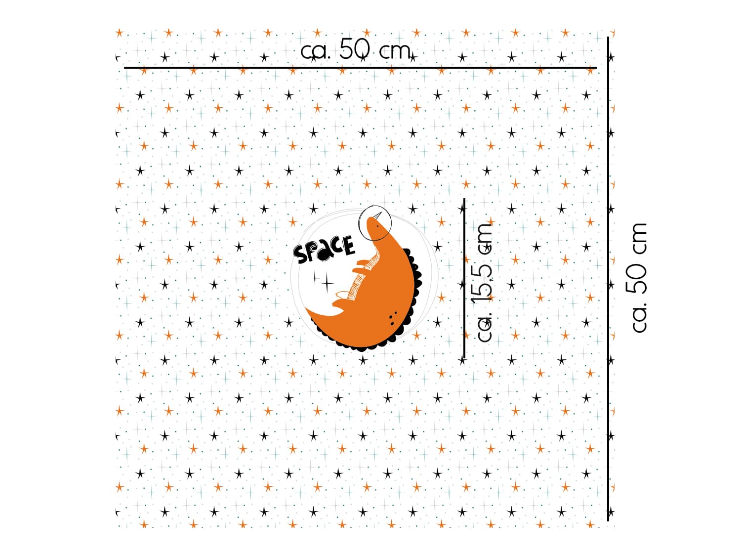 stoff-jersey-baumwolle-baumwolljersey-kathi-kunterbunt-panel-weltall-dinos-dinosaurier-space-stars-roar-planeten-orange-2
