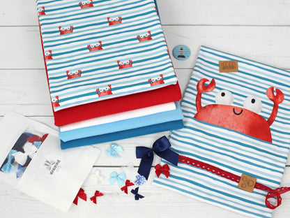 stoff-jersey-baumwolle-baumwolljersey-kathi-kunterbunt-sommer-summer-streifen-krabbe-maritim-nautical-serie