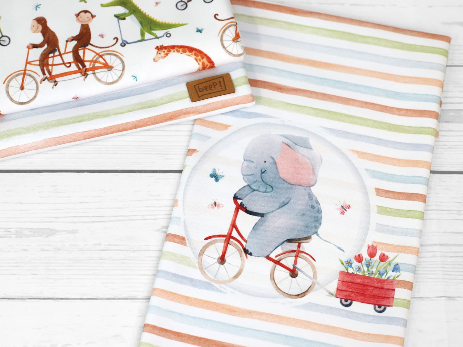stoff-jersey-baumwolle-baumwolljersey-kathi-kunterbunt-tiere-elefant-auf-fahrrad-panel-serie