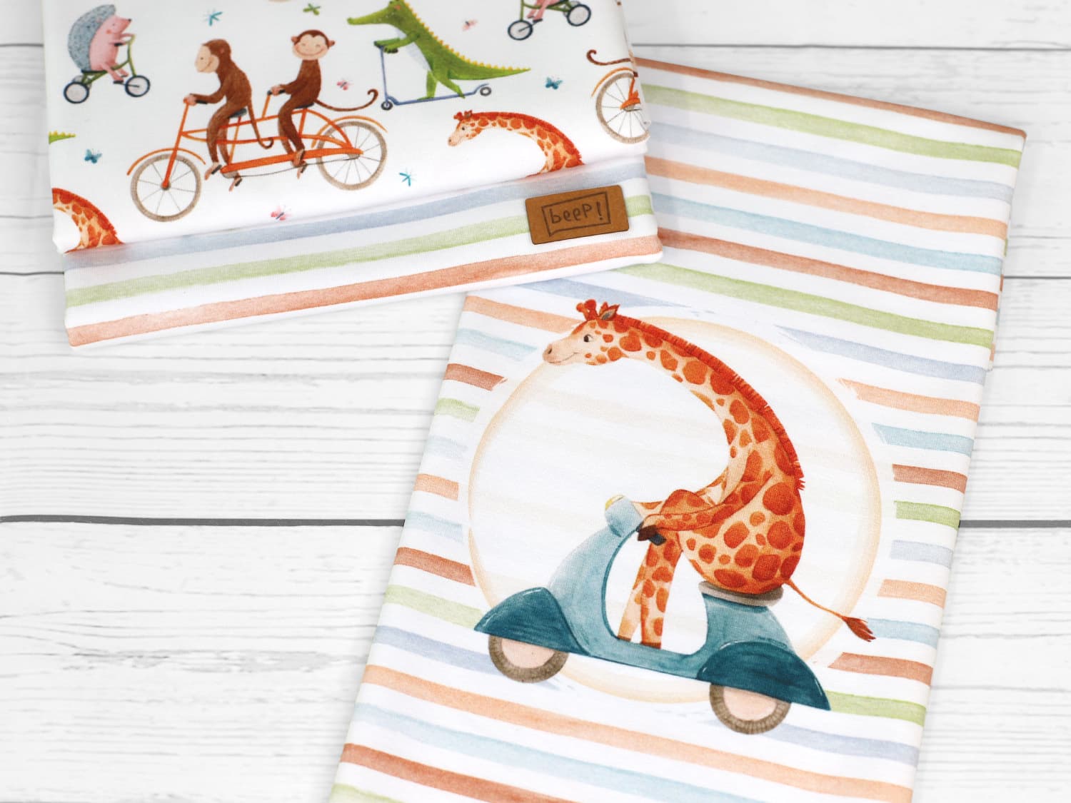 Jersey Stoff PANEL Happy Friends, Giraffe online kaufen