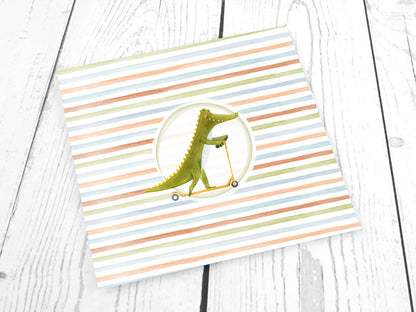 Jersey Stoff PANEL Happy Friends, Krokodil online kaufen