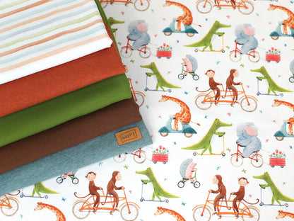 stoff-jersey-baumwolle-baumwolljersey-kathi-kunterbunt-tiere-krokodil-elefant-affe-giraffe-igel-fahrrad-roller-schmetterling-bunt-kombistoffe-2